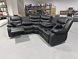 Venice Bonded Leather Recliner | Manual Recliner with Cupholders | 3+2 Seater Sofa Suite (Corner)