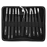 Precision Tweezers Set,ESD Tweezers Set,Stainless Steel Straight Ebow ESD Tweezers Kit,for Electronics, Craft, Jewellery