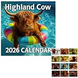 Highland Cow Calendar 2026, 2026 Highland Cow Wall Calendar, Adorable Scottish Highlands Cattle Themed December Calendars, Cute Animal Jan-Dec Monthly Planner, Home Decor For Wall, Desk Table