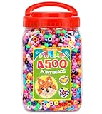 Tiehuoxia 4500 PCS Pony Beads for Bracelet Making, 6×9 mm Plastic Bead, Colorful Kandi Beads for Hair Braids, Crafting, Necklace and DIY Projects (Multi-Coloured)