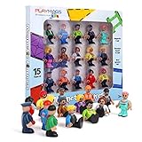 Playmags 15 Piece Magnetic Community Figures Set for Kids – Educational STEM Toy – Compatible with Magnetic Tiles – Little People Play Figures for Boys & Girls
