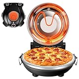 12'' Electric Pizza Oven Pizza Maker with Stone Base, 1200W Countertop-Pizza-Maker Thermostat Control, 5 Temp Levels Adjustable 15min Timer Portable Tabletop Oven
