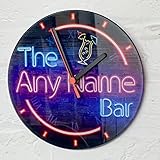 ShopQuality4U Personalised Neon Effect Round Glass Clock 20cm (7.87")