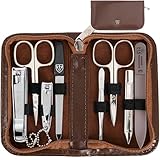 3 Swords Germany - brand quality 8 piece manicure pedicure grooming kit set for professional finger & toe nail care scissors clipper fashion leather case in gift box, Made by 3 Swords (6660)