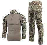 LANBAOSI Tactical Suit BDU Combat Shirt Trousers for Men Long Sleeve Ripstop Multicam Military Uniform Set Airsoft Woodland Hunting, Cp, S