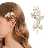 Gold Diamante Hair Clips for Women, Rhinestone Sparkly Bridal Hair Clips, 1PCS Wedding Hairs Accessories for Women or Girls Valentine's Day Birthday Gifts