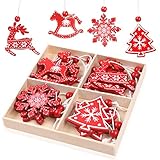 Wooden Christmas Tree Decoration Set - Hanging Pendant Ornaments for Tree, Wall, Valentine's Day & Party Accessories