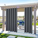 Gazebo Patio Outdoor Curtains Waterproof - Garden Blackout Thermal Insulated Sun Shades Eyelet Privacy Curtain for Outside Pergola Porch Pool, Indoor Window Blinds for Living Room Bedroom Balcony