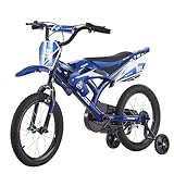 BSTSEL 16" 18" Kids Bicycle Moto Motorcross Bike with Removable Stabilisers Wheels for Boys&Girls Ages 5-10 Years Old Children 16/18 inch Motorcycle Bike Gift (Blue, 18 inch)