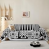 SHANNA Boho Sofa Cover for 2 3 4 Seater, Chenille AB Sided Slipcover for Corner Sofa, All-Season Protection Couch Cover for Dogs, Couch Protector Loveseat Futon Cover L Shaped Sofa Cover with Tassel