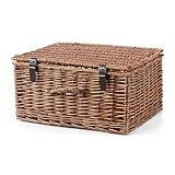 Natural Dyed Wicker Hampers with Lid Perfect for Gift Hampers Shelf Basket Wardrobe Organizor Underbed Storage Retail Display Basket (Brown, Small)