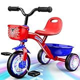 Braxel Themed Kids Trikes for 2-5 Year Olds Boys, Toddler Tricycles with Adjustable Seat & 3 Colorful Lighting Wheels, Baby Balance Bike Ride on Toys for 2 3 4 5 Year Old Boys Gifts Toys Age 2-5