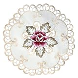SwirlColor EQLEF 4 pcs of Lace Embroidered Cutwork Round Doilies Placemats Vase Pads (11.8 inch* 11.8 inch),White