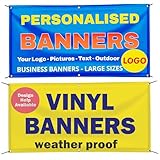 Custom Personalised Birthday Banners - Heavy Duty Vinyl for Indoor,Outdoor Use Large Banner Happy Birthday Boy Anniversary Banners 16th, 18th, 21st, 30th, 40th, 50th, 60th,70th, 80th Parties