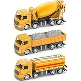 SGM Engineering Dump Truck, Oil Tanker & Concrete Mixer Toy Set – 1:55 Scale Construction Vehicles for Boys – 3pcs ABS Model Trucks for Cargo, Cement & Fuel – Durable Construction Toy Set, LK31-19