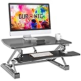Duronic Standing Desk Converter DM05D18 Adjustable Sit Stand Desks Workstation Wood Height Adjusting Sitting Riser for Office Table PC Laptops Computer Monitor Screen Keyboard and Mouse (DM05D8)