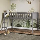 Flair Furnishings - Kids Mid Sleeper Bed with Storage Space, Cabin Bed, Heavy Duty and Sturdy, Cosy, Stylish, Space Saving Design (Grey)