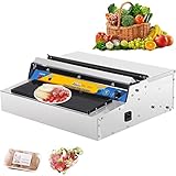 Hanchen Food Wrapping Machine Fresh Food Film Wrapper Hand Wrapping Machine 450mm Commercial Cling Film Packaging Stainless Steel Film Cutting and Sealing Machine for Meat Vegetables Fruits Packer