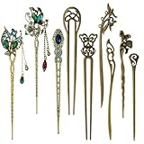 NAROSEBE Pack of 9 Chinese Women's Hair Sticks, Vintage Chinese Hairpin Hair Sticks, Flowers, Decorative Chinese Hair Sticks, Vintage Antique Hair Pins for Hair, DIY Accessories