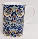 Rainbow Decors William Morris Strawberry Thief Blue Mugs Set of 2 Bone China 300 ml Windsor Fantasy Garden Cups Hand Decorated UK
