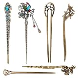 Pack of 6 Antique Hair Pins, Chinese Hair Pins, Bronze Hair Sticks, Vintage Hair Sticks, Retro Hair Sticks, Women's Hair Sticks, Elegant Hair Stick for Decorative Hair, Solid Hairstyle