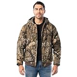 Realtree Men's Insulated Duck Quilted Lined Full Zip Hoodie Hooded Sweatshirt, APX, XL