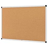 Amazon Basics Aluminum Frame Cork Notice Rectangular Board, 90cm x 60cm, Silver