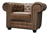 Astor Chesterfield Style Sofa Set 3+2 Seater Armchair Brown Faux Leather (Armchair)