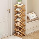 Akloya Vertical Narrow Shoe Rack, 7 Tier Portable Folding Shoe Storage Rack, Without Installation Free Standing Shoe Rack for Corridors, Bedrooms Living Room Corner and Small Spaces (7 Tier)