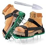 Ohuhu Lawn Aerator Shoes with Stainless Steel Shovel, Free-Installation Aerating Shoes with Hook & Loop Straps, Heavy Duty Spiked Aerating Sandals, Universal Size for Yard Patio Garden Grass Lawn