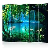murando Decorative Room Divider Nature Waterfall 225x172 cm / 89"x68" Double-Sided Folding Screen 5 Panels Room Partition Non-Woven Canvas Print Opaque Photo Display c-B-0132-z-c