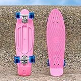 VICI Cruiser Skateboard – Lightweight & Durable with Non-Slip Deck – 22in or 27in [Optional Helmet + Pads] (Skateboard Only, 27in Pink + Blue)