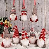 Christmas Gnomes Hanging Ornaments Set of 8, Swedish Gnome Handmade Plush Santa Elves Christmas Tree Hanging Decorations Xmas Decorations