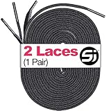 S&J Flat Shoelaces for Trainers Converse Air Force 1, Replacement Sneaker Laces for Sport Shoes, Casual Shoe, Durable Shoelaces for Kids Adult Men and Women 8mm width, 120mm length (BLACK)