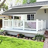 Green Bay 4m Manual Awning - UV Resistant Outdoor Patio Shade Shelter Gazebo Canopy Complete with Fittings and Winder Handle - Grey