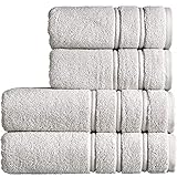 Christy Antalya Large Bath Towels | Set of 4 | 100% Turkish Cotton | 600GSM | Soft Plush Luxury Towel Set | 2 Bath Towels 2 Hand Towels | Quick Dry | Lunar Grey