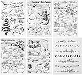 Kesote Transparent Christmas Silicone Stamps, Stamp Shaped Santa Claus, Christmas Tree, Reindeer, Snowman, DIY Stamps for Scrapbooking, Album (About 70 Pieces)