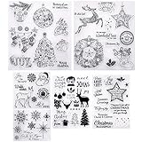6 Sheets Christmas Themed Clear Stamps Different Style Silicone Stamps with Snowflake Santa Deer Tree for Card Making Decoration and DIY Scrapbooking