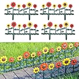 Sungmor Garden Path Picket Fence Panels, Lightweight Plastic Sunflower Small Borders Edging, Overall 8.9 Inch High & 98 Inch Length, Decorative Pretty Fencing for Lawn, Flower Beds, Tree, Pets, Grave