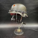GKPLY War Relic Lamp, Resin Table Lamp Statue Made From WWII Soldier Helmet and Bayonet, Gift for Military Enthusiasts