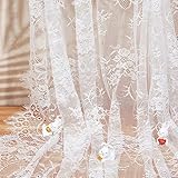 GORGECRAFT 300x150cm White Chantilly Lace Fabric French Eyelash Lace Floral Embroidery Fabrics Vintage Nylon Scalloped Edge Lace Trim Ribbon Flower Diy Clothes Sewing Applique for Wedding Dress Sewing
