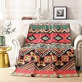 Qucover Single Bedspreads Quilted Vintage Indian Style Mixed Brown Patchwork Sofa Throws Lightweight Soft Polyester Bohemian Quilted Throws Blankets 150x200 cm