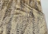 Metallic Snake Skin Print Python Leopard Animal Fabric Linen Look Cotton Blend Curtain Decor Dress - 140cm Wide - Gold (1 Metre)