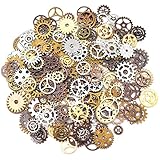 Guador 300 Grams Steampunk Cogs,Vintage Metal Pendant Cogs Antique Gears Clock Watch Gears Wheels Pendant Charms Accessories for DIY Crafts Jewelry Making (Ancient red copper, ancient bronze, silver)