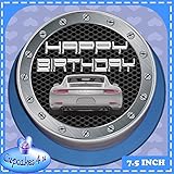 SILVER SPORTS CAR HAPPY BIRTHDAY 7.5 INCH PRE-CUT EDIBLE ICING CAKE TOPPER DECORATION CC7402