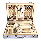 New Heavy 72 Piece Stainless Steel Silver Detail Supreme Quality CUTLERY Canteen Set