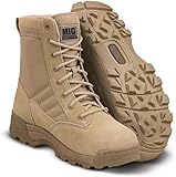 Mens MIG side zip & lace up Army Tactical Combat Boots (Sand, UK10)