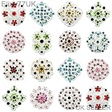 12pcs MIX SET SILVER FLOWER PIN BROOCH RHINESTONE DIAMANTE CRYSTAL JOBLOT WEDDING BOUQUET LOT DIY UK SELLER