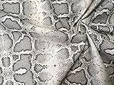 Grey Snake Skin Fabric Snakeskin Digital Animal Print Cotton Material - Curtains, Decor, Dress, Furnishing - Grey & Cream Stripes - 140cm Wide (1 METRE)