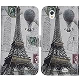 TienJueShi Eiffel Tower Book-Style Flip Leather Protector Case Cover Skin Etui Wallet For Stk Sync 5E 5 inch